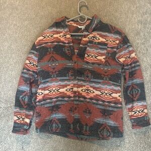Aztec Patterned Button-Up Sweater